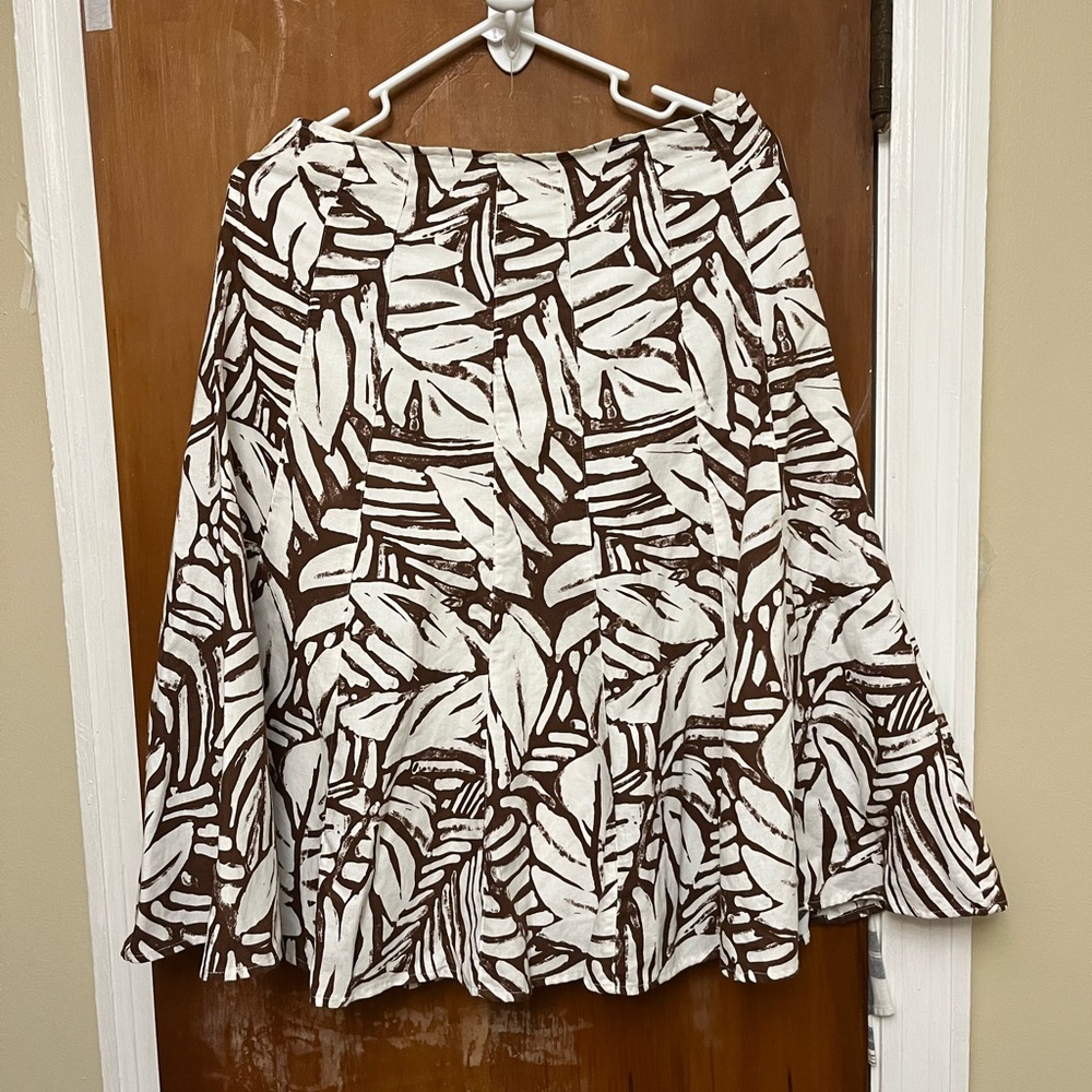 Coldwater Creek Brown and White Print Skirt S